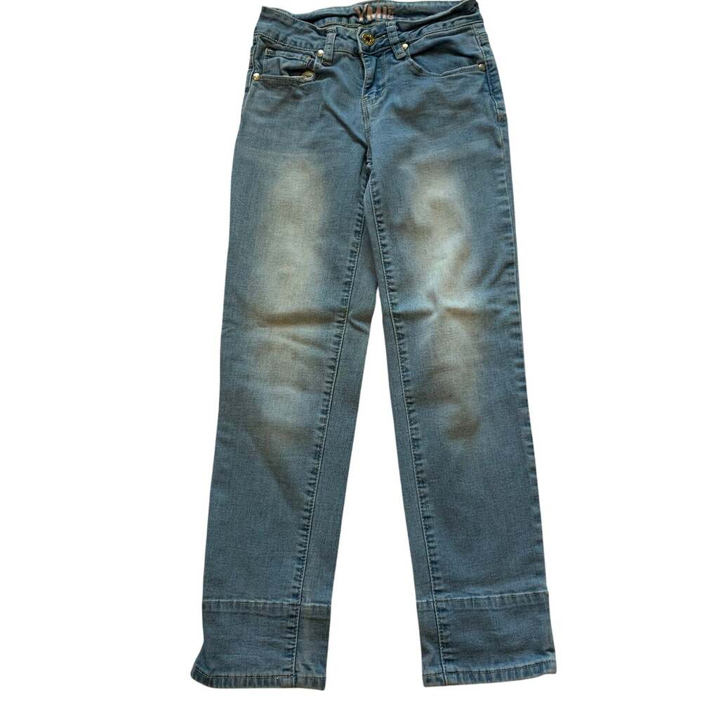 YMI Girls Sz 10 Blue Light Wash Denim Jeans Faded Straight Leg Casual Stretch